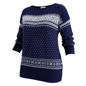 Denim & Supply Ralph Lauren Fair Isle Knit Sweater M-100% Cotton • Navy/Cream